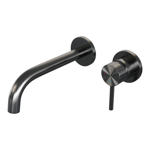 BRAUER Stripe Mitigeur lavabo encastré - bec courbé et rosaces - modèle A1 - gunmetal brossé PVD SW1434956
