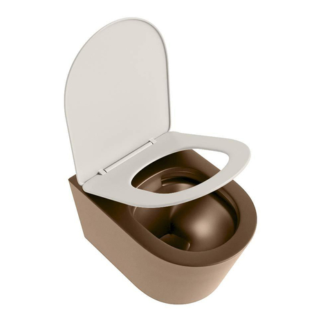 Mondiaz LAVIE WC suspendu – sans bride – 36 x 53 cm – avec abattant softclose – Rust (brun), abattant Linen (blanc cassé) SW1208655