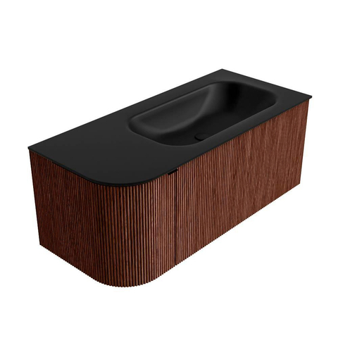 Mondiaz KURVE Ensemble de meuble de salle de bains - 105x46x40cm - 1 tiroir - 1 porte - lavabo solid surface - droit - 1 trou de robinet - Ruby SW1415429