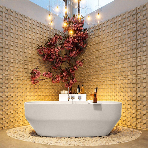 MONDIAZ STONE baignoire îlot - 170x75cm - linen mat (beige) SW491546
