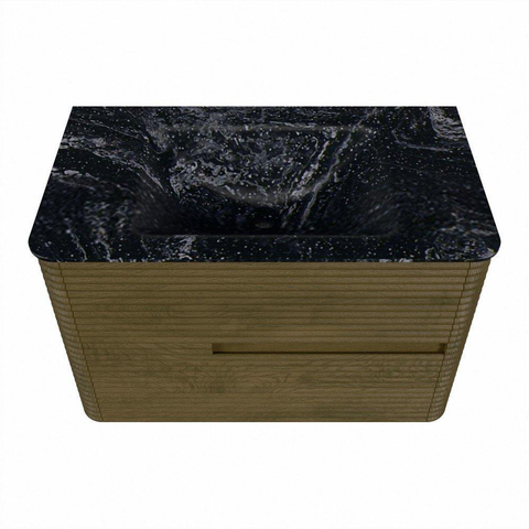Mondiaz CIRO-DLUX Badkamermeubelset - 80x45x50cm - Solid surface wastafel Lava - 1 wasbak Midden - zonder kraangaten - 2 lades - Dusk SW1533018
