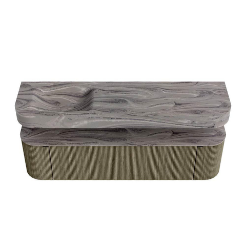MONDIAZ THOR-DLUX 170cm meuble de salle de bains arrondi gauche + droite couleur Shadow avec 1 tiroir et 2 portes. Vasque suspendue CLOUD Gauche sans trou de robinet couleur Sombra. SW1465887