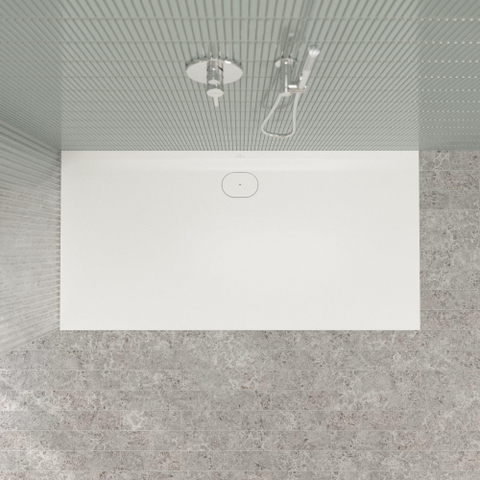 Villeroy & Boch Ecora douchebak - 180x90x3.5cm - afvoer lange zijde - stone white (wit) SW1558930