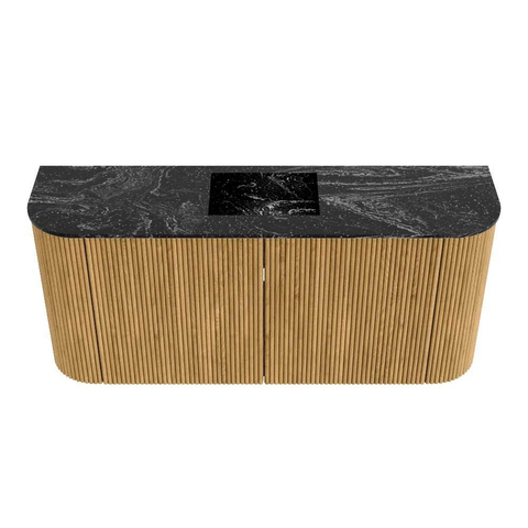 Mondiaz JOYA-DLUX 93.2cm toiletmeubel - ronding links en rechts kleur Oak - Wastafel FAYE positie Midden 1 kraangat kleur Lava. SW1422097