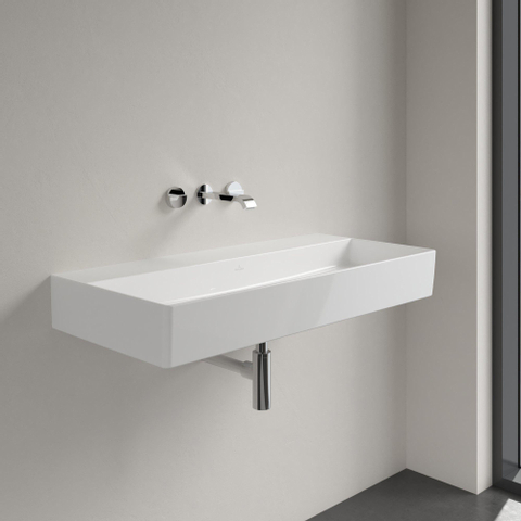 Villeroy & Boch Memento 2.0 lavabo - dessous rectifié 100x47cm - sans trop-plein sans trou de robinet blanc SW358454