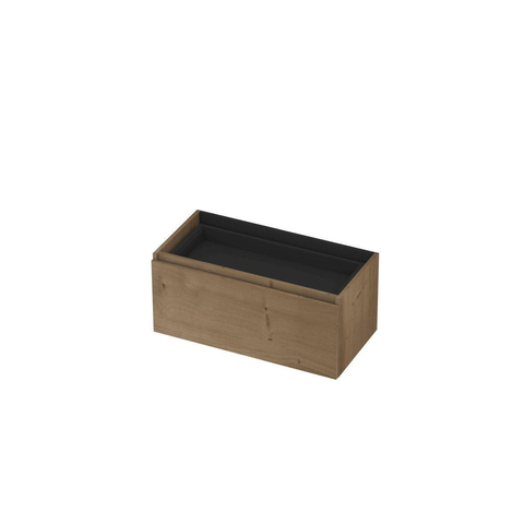 INK Wastafelonderkast - 90x45x40cm - 1 lade - greeploos - met houten keerlijst - MDF - Ash grey SW493645