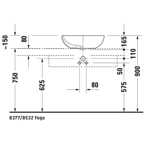 Duravit Foster opbouw wastafel 49.5x35cm met overloop wit 0290466