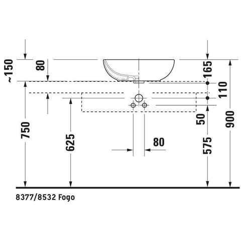 Duravit Foster Waskom - met overloop - zonder kraanplateau - 49.5x35cm - glans wit 0290466