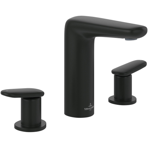 Villeroy & Boch Antao 3 gats wastafelmengkraan - met push open plug - mat zwart SW974155