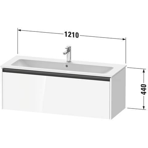 Duravit Ketho.2 Wastafelonderbouwkast - met 1 lade - voor enkele wastafel - 121x48x44cm - met greep antraciet - donker noten mat SW772855