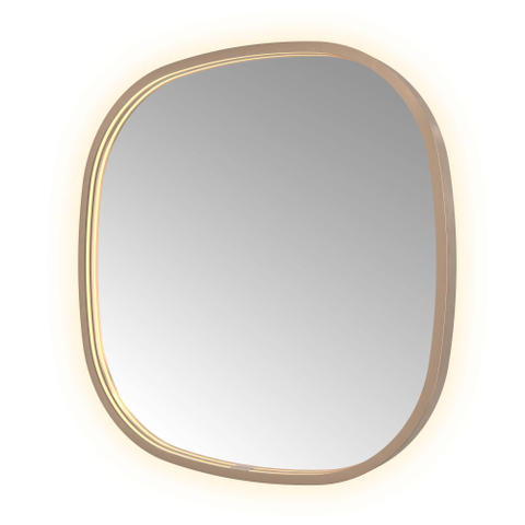 Hotbath &MORE Spiegel in aluminium frame / contour - 60x60cm - inclusief direct & indirect LED - spiegelverwarming - color changing - dimbaar - dottless - met afstandsbediening - PVD - geborsteld koper SW1246862