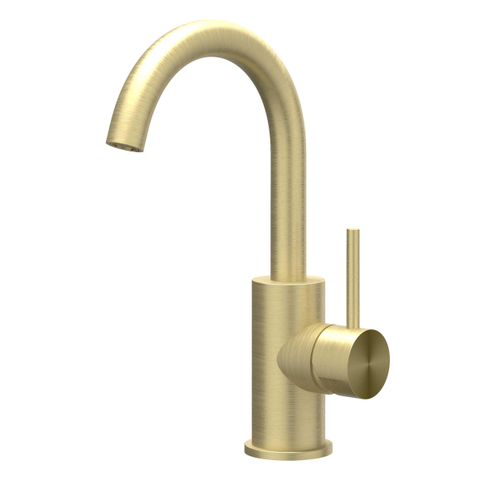 IVY Concord Mitigeur de lavabo - posé - bec pivotant - coldstart - acier inoxydable 316 - or brossé mat PVD SW1030745
