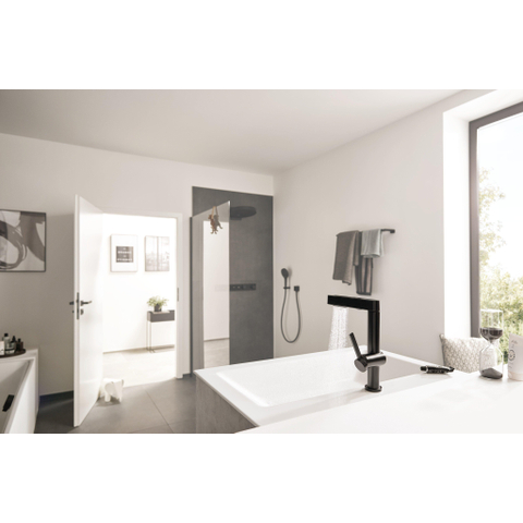 Hansgrohe Finoris Wastafelkraan - 230 - 2jet - met uittrekbare vuistdouche - met afvoerplug - mat zwart SW651140