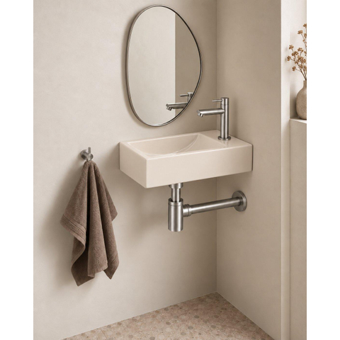 Saniclass Fuente pack lave-mains – rectangulaire – 40 x 22 x 10 cm – Solid Surface beige – robinet inox SW1587194