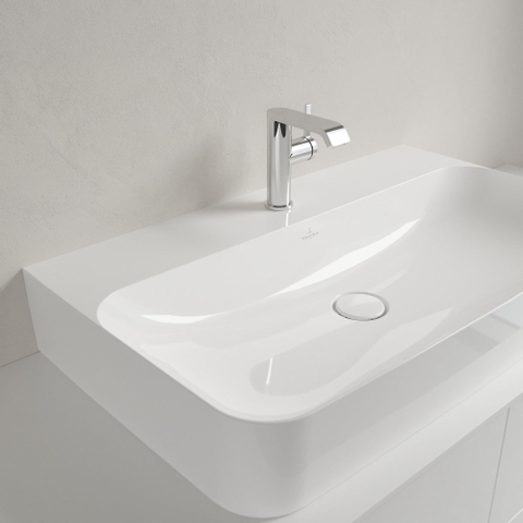 Villeroy & Boch Finion Lavabo - 800 x 470 x 165 mm - Blanc Alpin CeramicPlus - sans trop-plein - meulé SW106486