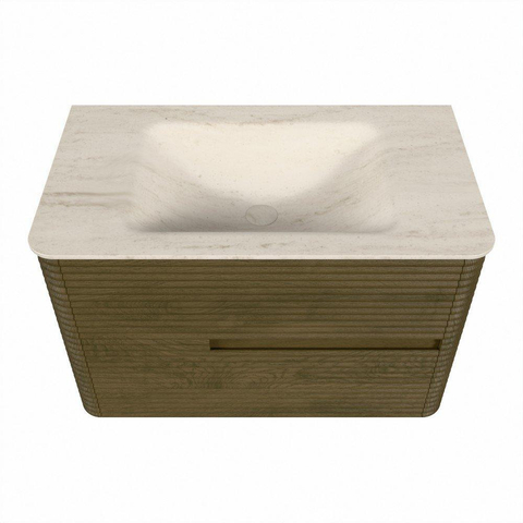 Mondiaz CIRO-DLUX Badkamermeubelset - 80x45x50cm - Solid surface wastafel Meli - 1 wasbak Midden - 1 kraangat - 2 lades - Dusk SW1481422