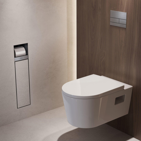 Hansgrohe XtraStoris Rock Porte-brosse WC - porte-rouleau - porte carrelable - brushed stainless steel SW1590310