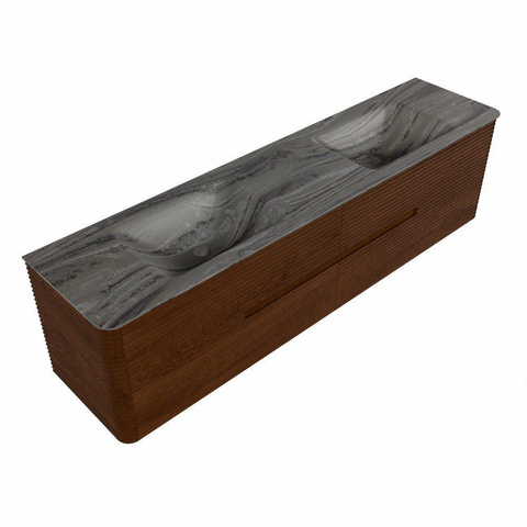 Mondiaz CIRO-DLUX Badkamermeubelset - 190x45x50cm - Solid surface wastafel Sombra - 2 wasbak Dubbel - zonder kraangaten - 4 lades - Ruby SW1531995