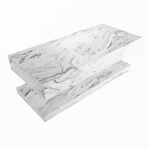MONDIAZ ALAN - DLUX Badkamermeubelset - 100cm - planchet - Glace - vrijhangende wastafel - wasbak rechts - 1 kraangat - Glace SW808874