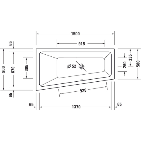 Duravit No.1 Bad offset - 150x80cm hoek links - wit glanzend SW723753