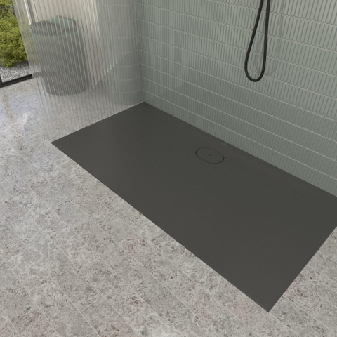 Villeroy & Boch Ecora douchebak - 160x80x3.5cm - afvoer lange zijde - anthracite (antraciet) SW1558871