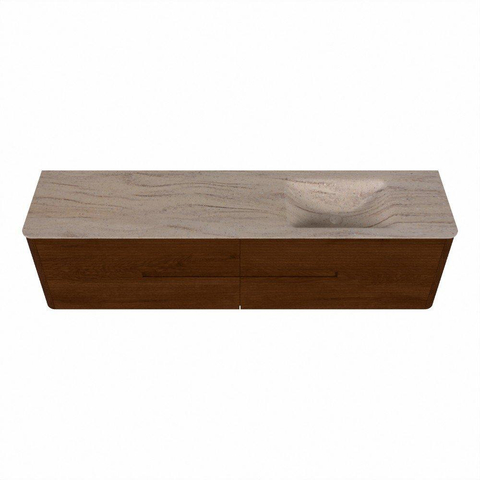 Mondiaz CIRO-DLUX Ensemble de meubles de salle de bains - 190x45x50cm - Plan vasque Solid surface Saba - 1 vasque à droite - 1 trou de robinetterie - 4 tiroirs - Ruby SW1531930