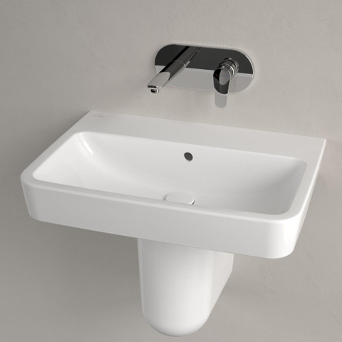 Villeroy & Boch O.novo wastafel - 65x46cm - zonder kraangat - met overloop CeramicPlus - White Alpine (glans wit) SW448455
