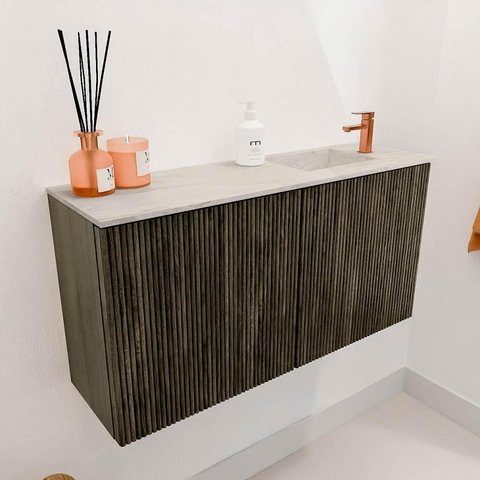 Mondiaz JOYA-DLUX 80cm toiletmeubel - kleur Shadow - Wastafel FAYE positie Rechts 1 kraangat kleur Ostra. SW1422990