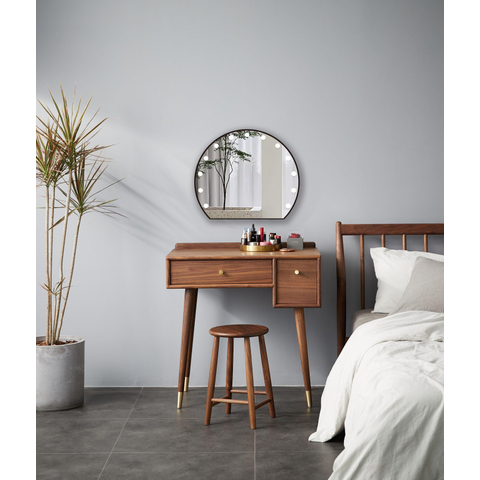 Saniclass Spotlight miroir – demi-rond – 80 x 72 cm – Éclairage LED – commande tactile – Metal Black brossé SW1210979