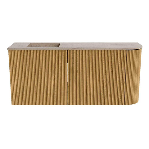 Mondiaz JOYA-DLUX Meuble de toilette 91,6cm - arrondi droit couleur Chêne - Lavabo FAYE position Gauche Sans trou de robinet couleur Saba SW1424210