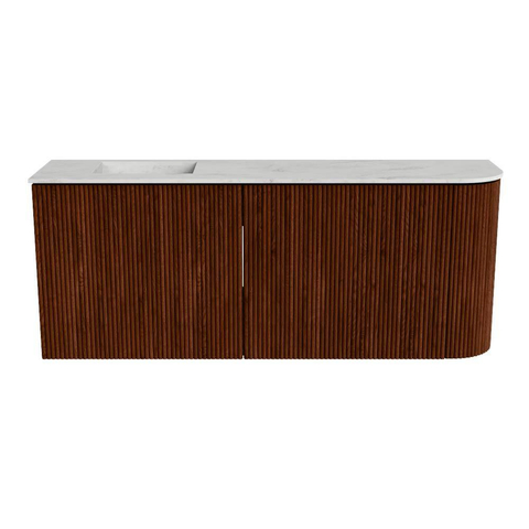 Mondiaz JOYA-DLUX Meuble de salle de bains 101,6cm - arrondi droit couleur Ruby - Vasque FAYE position Gauche 1 trou de robinet couleur Opalo SW1423757