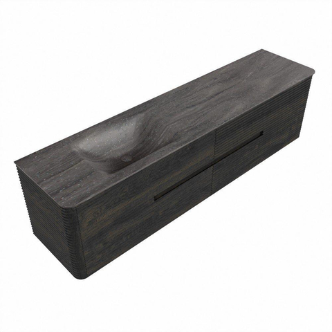 Mondiaz CIRO-DLUX Badkamermeubelset - 190x45x50cm - Solid surface wastafel Oza - 1 wasbak Links - 1 kraangat - 4 lades - Shadow SW1532694