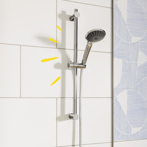 GROHE Vitalio Joy 110 Ensemble barre de douche - 60cm - douchette ronde - 2 types de jets - flexible de douche lisse - chrome/noir 4357674
