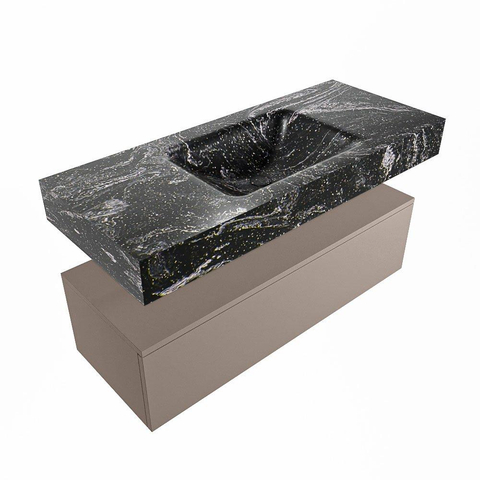Mondiaz ALAN-DLUX Ensemble de meuble - 110cm - meuble Smoke mat - 1 tiroir - Lavabo Cloud Lava suspendu - vasque Centre - 1 trou de robinet SW808186