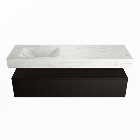 Mondiaz ALAN-DLUX Ensemble de meuble - 150cm - meuble Urban mat - 1 tiroir - Lavabo Cloud Opalo suspendu - vasque Gauche - 1 trou de robinet SW806294