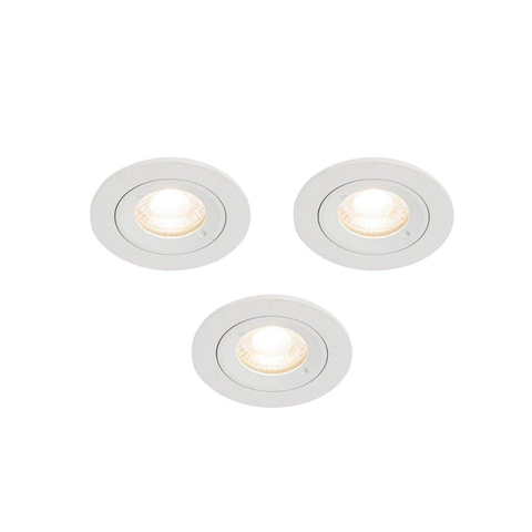 QAZQA Xena inbouwspot - set van 3 - 8x8cm - IP44 - rond - mat wit SW1209719