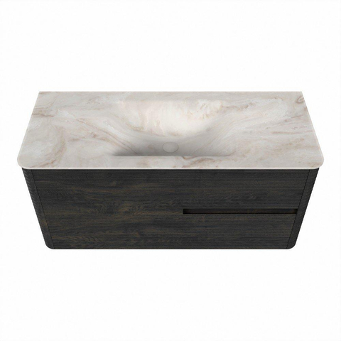 Mondiaz CIRO-DLUX Badkamermeubelset - 110x45x50cm - Solid surface wastafel Frappe - 1 wasbak Midden - 1 kraangat - 2 lades - Shadow SW1531998