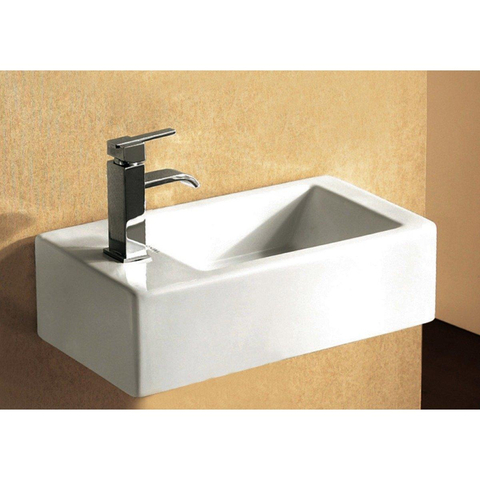 GO by Van Marcke Recto lave-mains rectangulaire 24.5x50x12 porcelaine 1 trou pour robinetterie avec trop-plein blanc SW291155