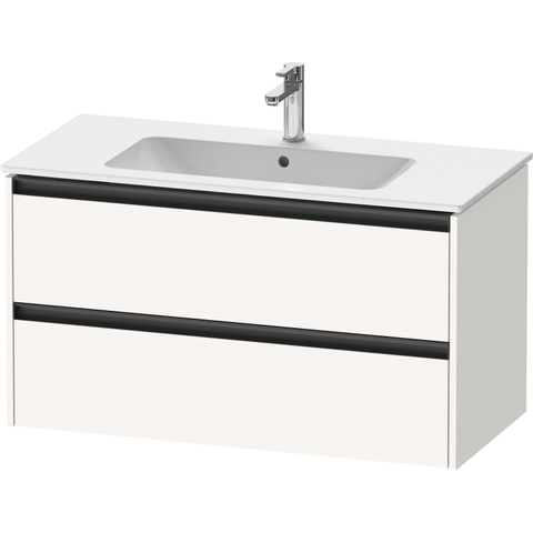 Duravit Ketho.2 Wastafelonderbouwkast - met 2 laden - 101x48x55cm - met grepen antraciet - wit supermat SW771827