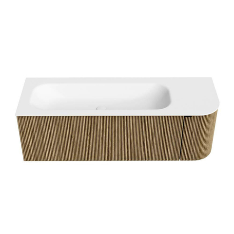 Mondiaz KURVE Badkamermeubelset - 135x46x40cm - 1 lade - 1 deur - wastafel solid surface - links - zonder kraangat - Dusk SW1414773