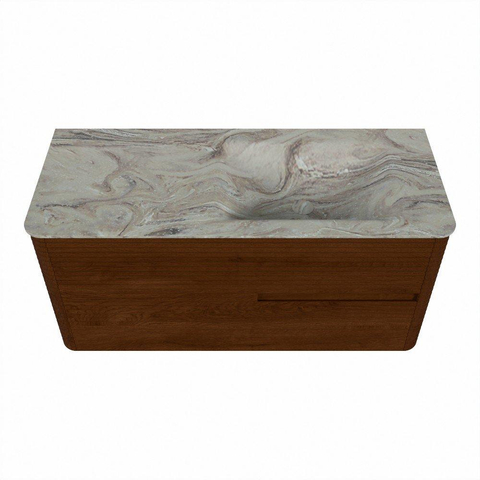 Mondiaz CIRO-DLUX Badkamermeubelset - 110x45x50cm - Solid surface wastafel Glace - 1 wasbak Rechts - 1 kraangat - 2 lades - Ruby SW1531694