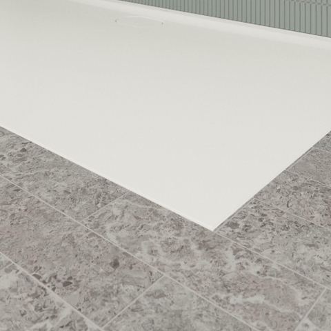 Villeroy & Boch Ecora douchebak - 180x100x3.5cm - afvoer lange zijde - stone white (wit) SW1558994