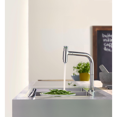 Hansgrohe Metris Select M71 2-gats - 1 greeps keukenkraan - met uittrekbare. vuistdouche - hoogglans chroom SW541876
