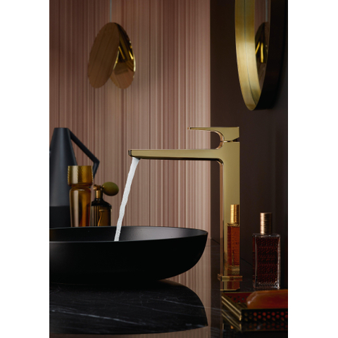 Hansgrohe Metropol 1-gats wastafelkraan - 260 met push open waste - met voorsprong vaste uitloop 20.4cm - glans goud SW297579