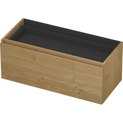 INK Wastafelonderkast - 100x45x40cm - 1 lade - greeploos - met houten keerlijst - MDF - Natur SW493721