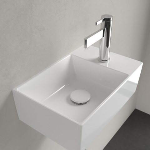 Villeroy & Boch memento 2.0 fontein - 40x26cm - 1 kraangat - zonder overloop CeramicPlus - White Alpine (glans wit) SW336036