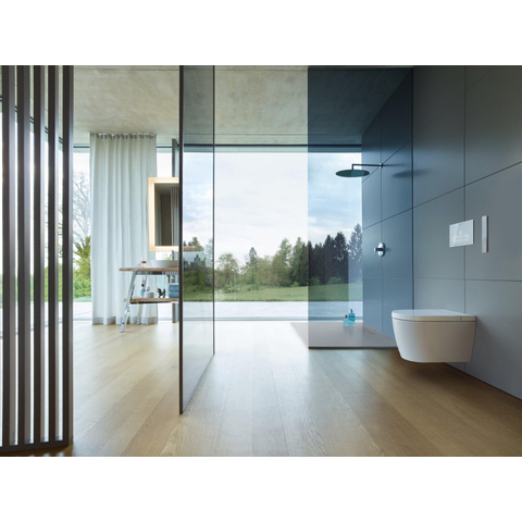 Duravit Sensowash Starck F Plus douchewc - 37.8x57.5cm - spoelrandloos - met closetzitting - Automatisch openen/sluiten van deksel - compact - glans wit SW420922