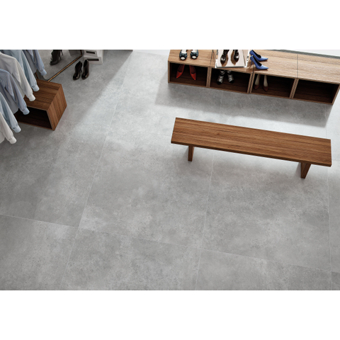 ÉCHANTILLON Terravito Velaro carreau mural et de sol - 120x120cm - rectifié - Aspect béton - Pearl mat (gris) SW1130754