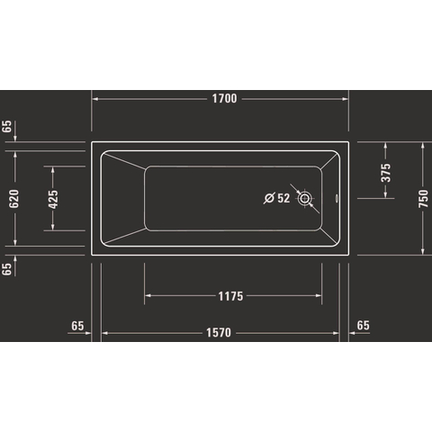 Duravit No.1 Inbouwbad - 170x75cm acryl - glans wit SW723745