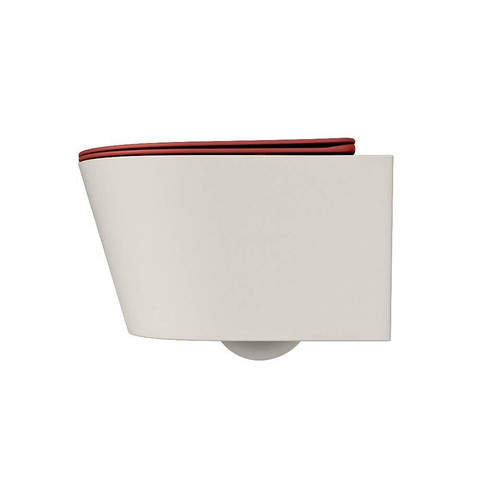 Mondiaz LAVIE WC suspendu – sans bride – 36 x 53 cm – avec abattant softclose – Linen (blanc cassé), abattant Fire (rouge) SW1208619